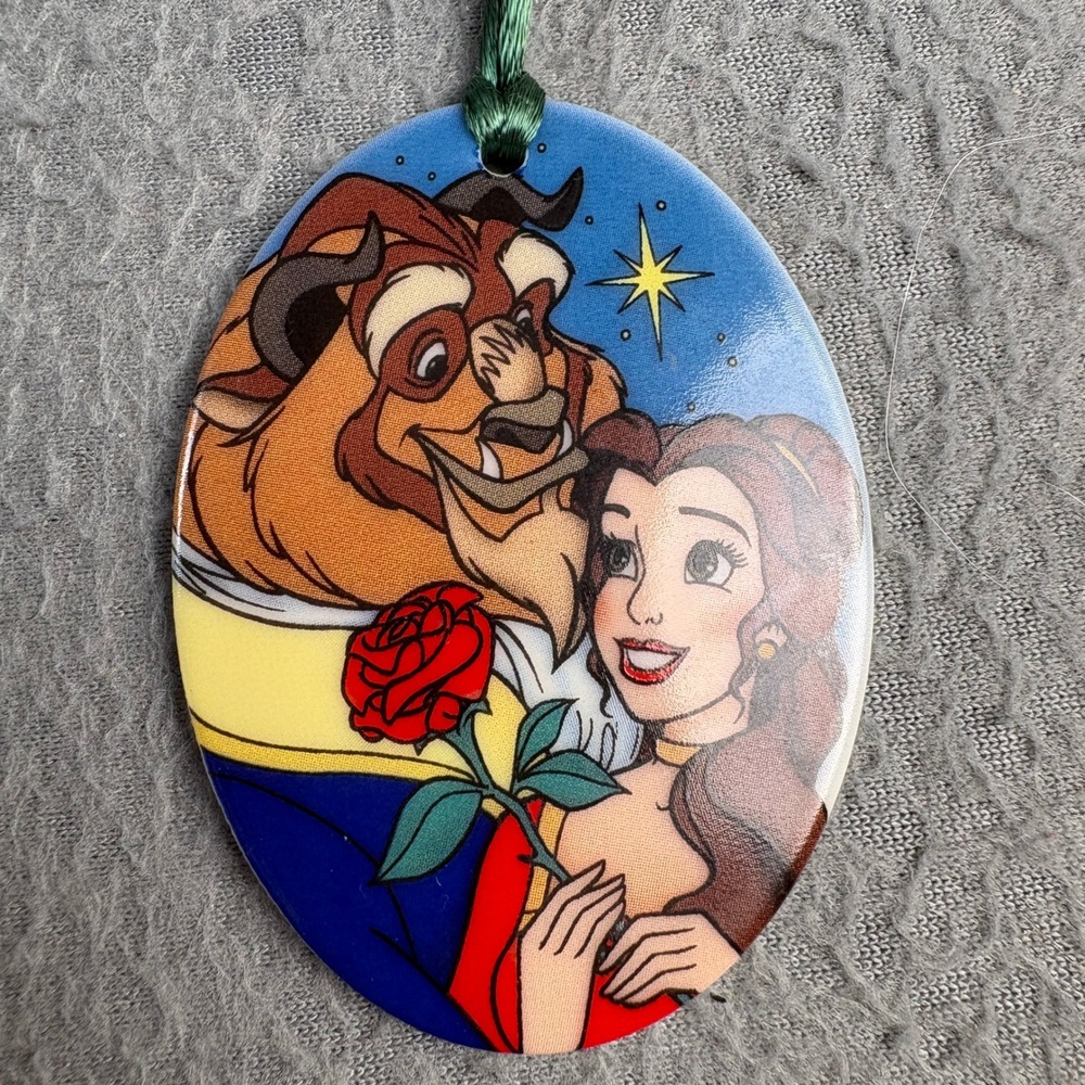 Vintage 1997 Disney Beauty and the Beast Enchanted Christmas Ceramic Ornament